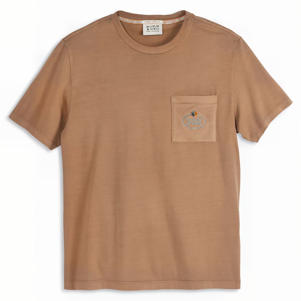 New Scotch & Soda Men’s Pocket T‑Shirt in Brown Sz S
